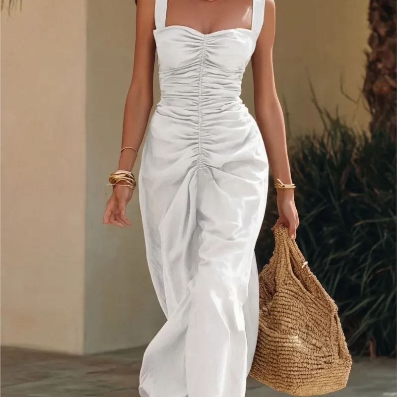 Sexy Suspender Women's Ruffled Party Dresses Summer Elegant Fashion Pleated Slim Female Vacation Seaside Long Sundress 2026
Sexy Suspender Women's Ruffled Party Dresses Summer Elegant Fashion Pleated Slim Female Vacation Seaside Long Sundress 2026