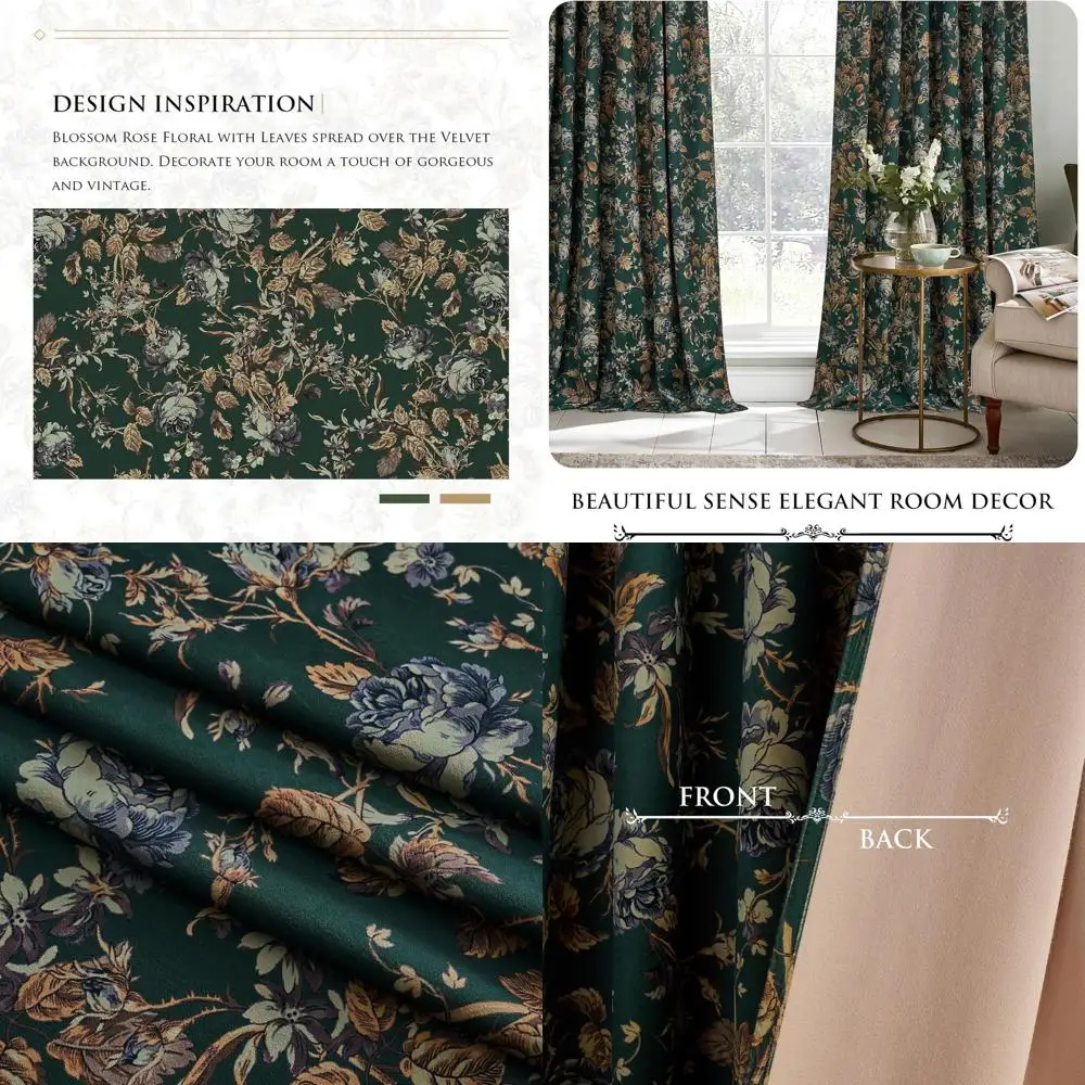 Luxury 90 Green Velvet Floral Curtains, Thermal Insulated, Room Darkening, 2-Panel Set for Sliding Door, 52 W x 90 L
Luxury 90 Green Velvet Floral Curtains, Thermal Insulated, Room Darkening, 2-Panel Set for Sliding Door, 52 W x 90 L