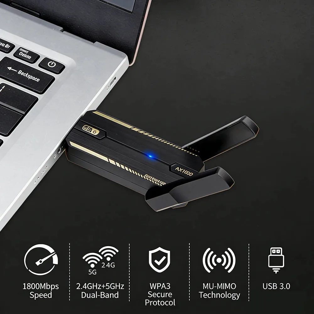 AX1800 WiFi 6 USB 3.0 Adapter Dual Band 2.4G/5GHz MU-MIMO Wireless Network Card 802.11ax Driver Free for PC Laptop Windows 10 11
AX1800 WiFi 6 USB 3.0 Adapter Dual Band 2.4G/5GHz MU-MIMO Wireless Network Card 802.11ax Driver Free for PC Laptop Windows 10 11