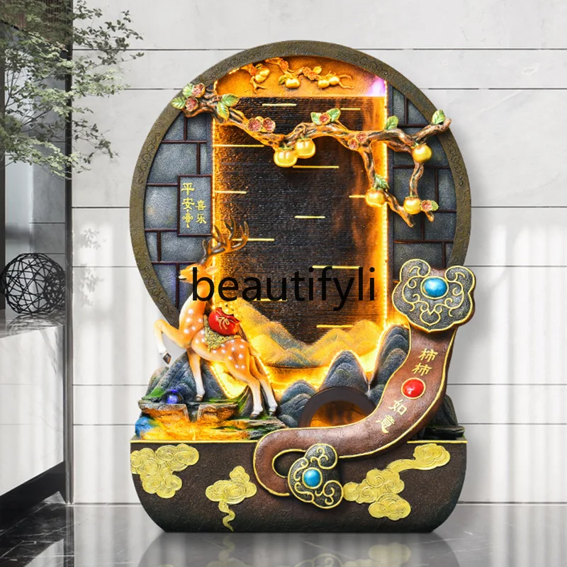 Chinese water curtain wall screen circulating water fountain floor feng shui wheel ornament courtyard
Chinese water curtain wall screen circulating water fountain floor feng shui wheel ornament courtyard