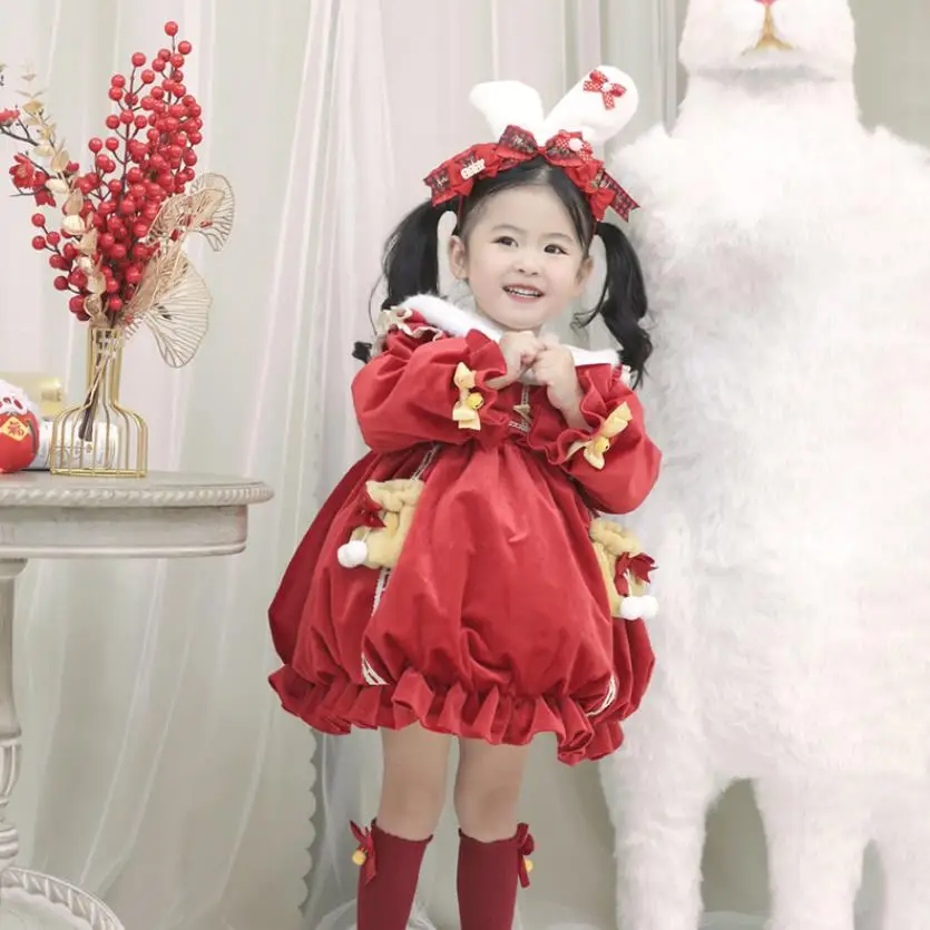 Winter Spanish Lolita Princess Ball Gown Long Sleeve Velvet Warm Design Birthday Baptism Eid Party Girls Dress A3358
Winter Spanish Lolita Princess Ball Gown Long Sleeve Velvet Warm Design Birthday Baptism Eid Party Girls Dress A3358