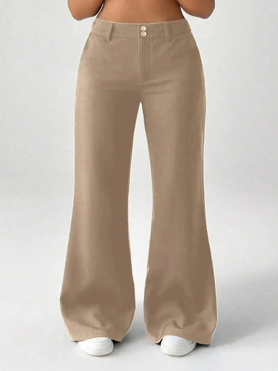 Beige Wide Leg Flared Trousers Solid Color Casual High Waist Bell Bottom Pants For Autumn Winter
Beige Wide Leg Flared Trousers Solid Color Casual High Waist Bell Bottom Pants For Autumn Winter