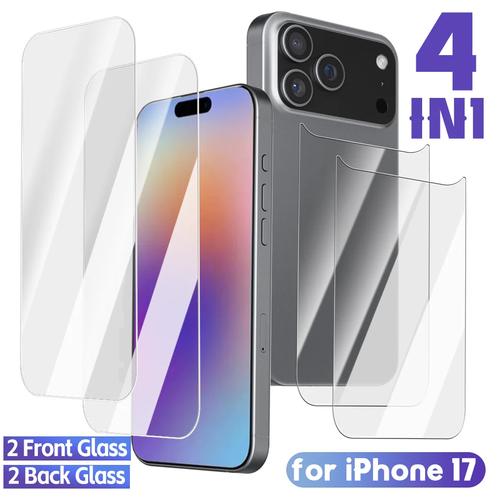 Front&Back Tempered Glass for IPhone 17 Air 17 Pro 17ProMax Screen Protectors HD Clear Anti-scratch Full Cover Film for IPhone17
Front&Back Tempered Glass for IPhone 17 Air 17 Pro 17ProMax Screen Protectors HD Clear Anti-scratch Full Cover Film for IPhone17