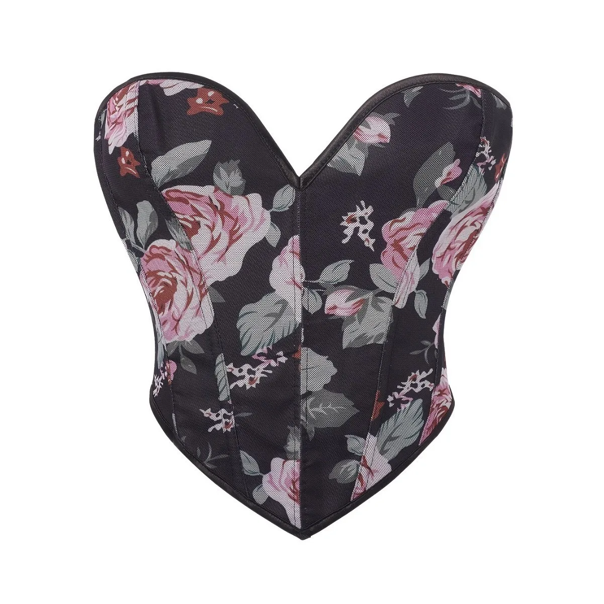 Black printed flower patterned strapless waist-cinching and body shaping women is corset
Black printed flower patterned strapless waist-cinching and body shaping women is corset