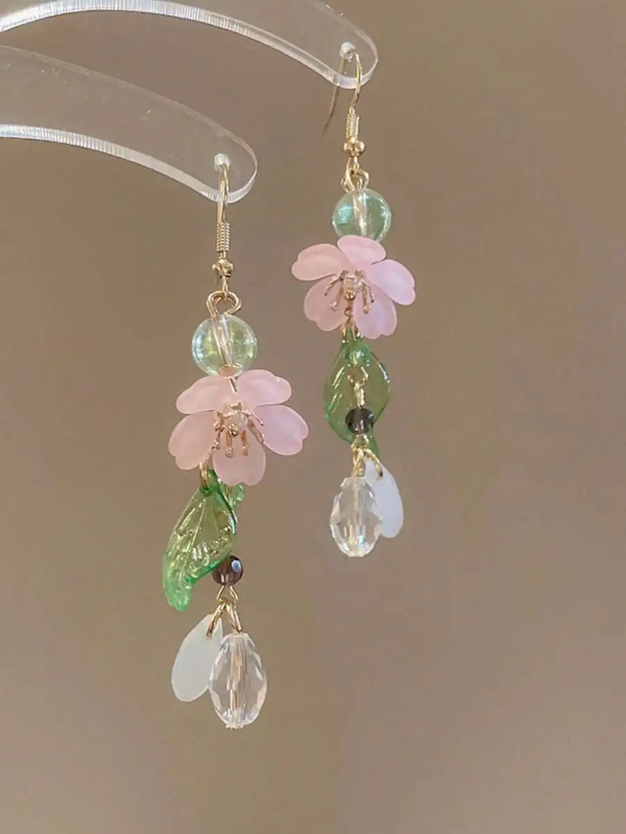 Romantic Soft Pink Floral Waterdrop Pendant Long Tassel Earrings For Women
Romantic Soft Pink Floral Waterdrop Pendant Long Tassel Earrings For Women