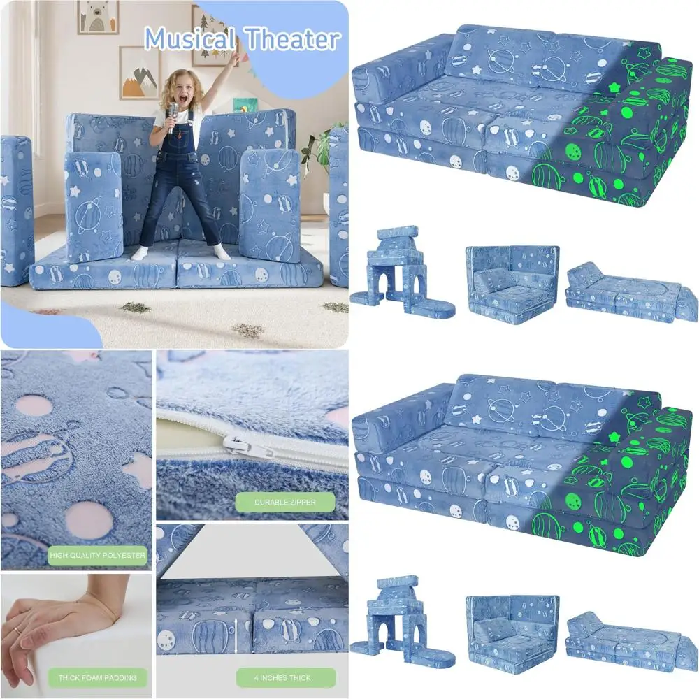 Модульный игровой диван Space-Themed из 10 предметов, светящийся в темноте, моющийся чехол, идеально подходит для детских комнат и творческих игр
Модульный игровой диван Space-Themed из 10 предметов, светящийся в темноте, моющийся чехол, идеально подходит для детских комнат и творческих игр
