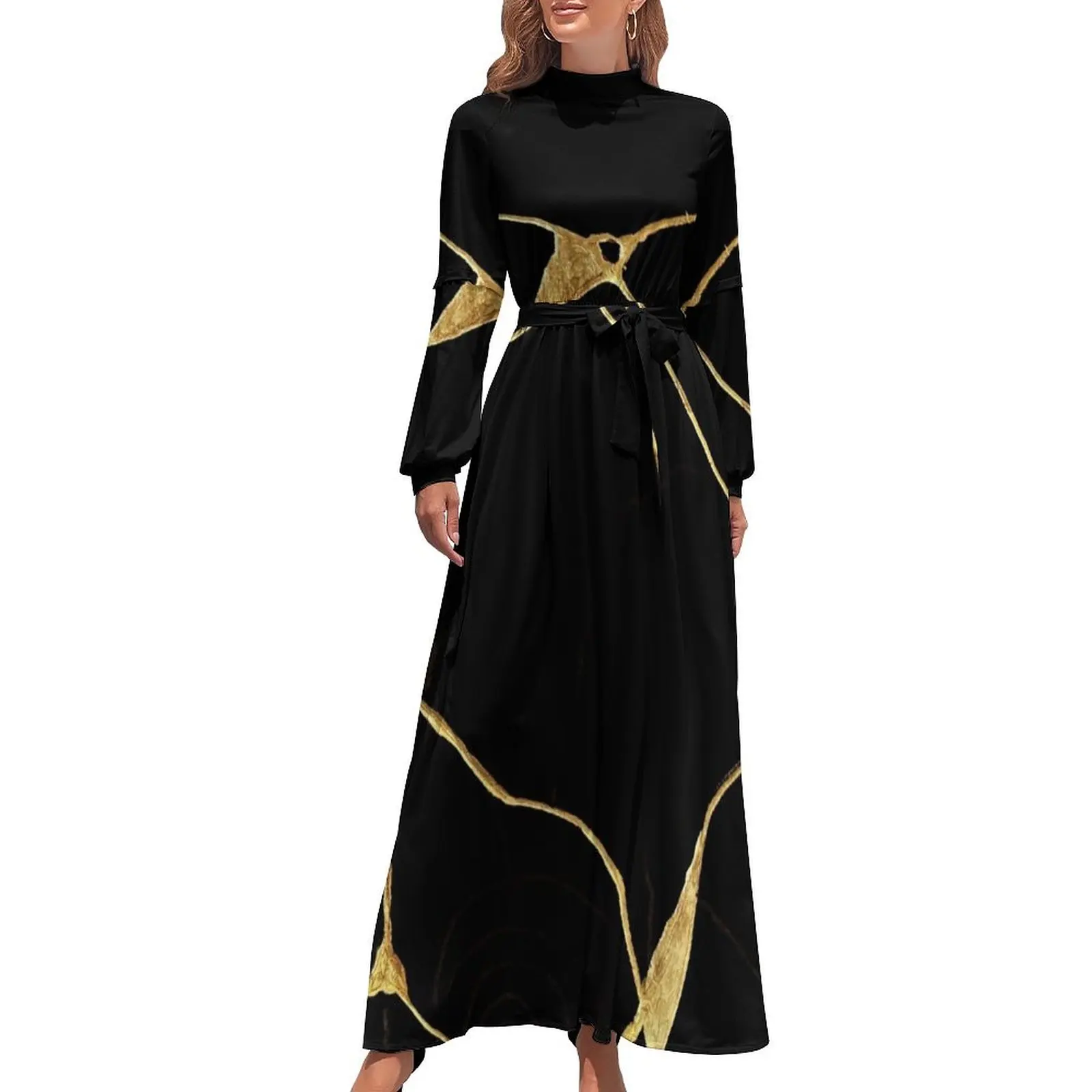 Japanese Black and Gold Kintsugi Art Long Dress chic and elegant evening dress women's summer clothing 2024
Japanese Black and Gold Kintsugi Art Long Dress chic and elegant evening dress women's summer clothing 2024