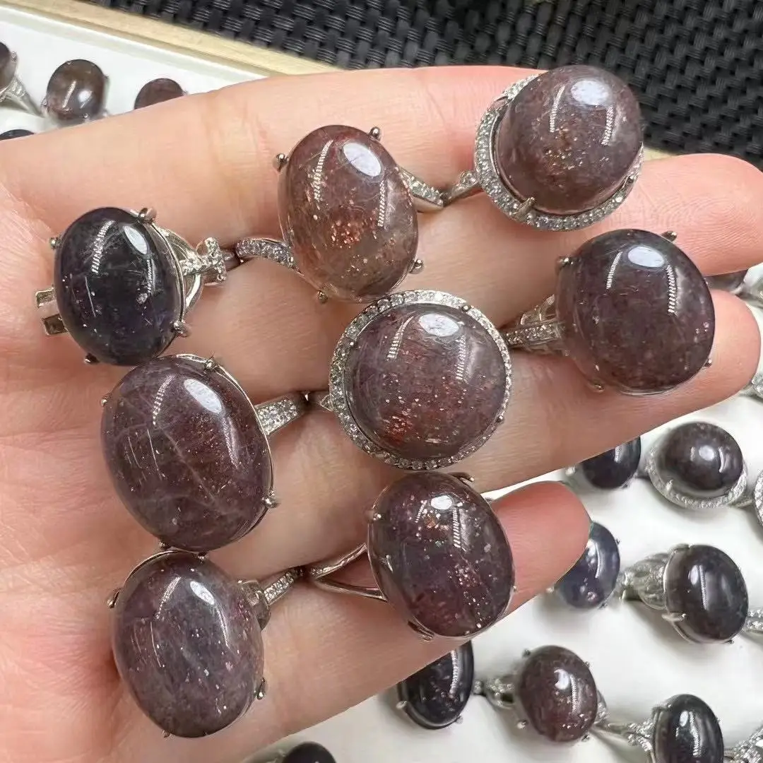 Unit One Piece 925 Silver Inlay Natural Cordierite Strawberry Quartz Crystal Cabachon Stone Finger-rings for Meditation
Unit One Piece 925 Silver Inlay Natural Cordierite Strawberry Quartz Crystal Cabachon Stone Finger-rings for Meditation