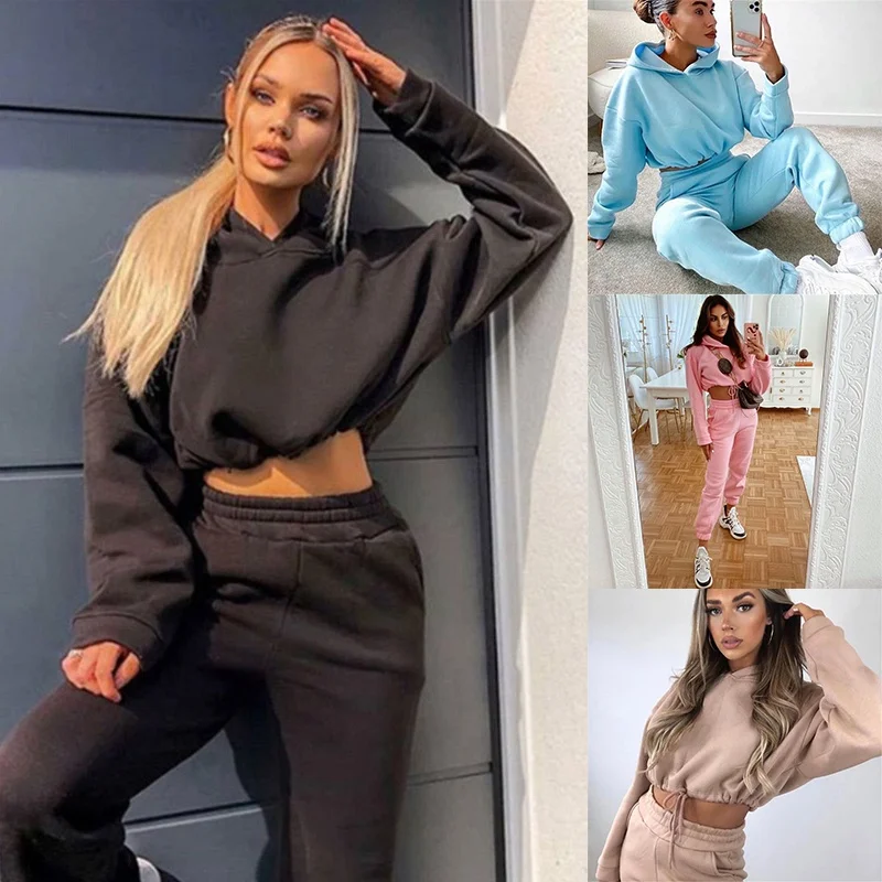 Casual Two Piece Set Hoodie Solid Color Short Tops And Long Pants Loose 2 Piece Set Women Fashion Sexy Gym Female Tracksuits
Casual Two Piece Set Hoodie Solid Color Short Tops And Long Pants Loose 2 Piece Set Women Fashion Sexy Gym Female Tracksuits