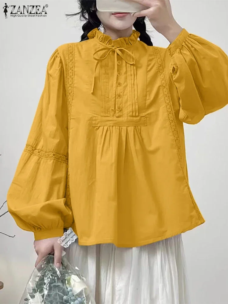 ZANZEA 2025 Fashion Blouse Vintage Solid Color Long Lantern Sleeve Tops Holiday Bandage Lace Stitching Tunics Casual Pleats Tops
ZANZEA 2025 Fashion Blouse Vintage Solid Color Long Lantern Sleeve Tops Holiday Bandage Lace Stitching Tunics Casual Pleats Tops