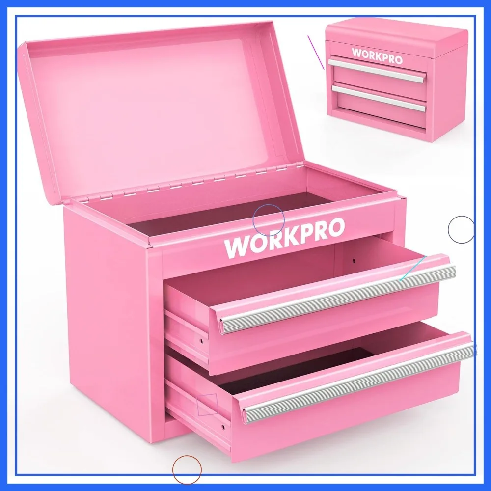 Mini Metal Tool Box with 2 Drawers, Top Storage, PVC Liners, PP Feet Pads - Pink Ribbon
Mini Metal Tool Box with 2 Drawers, Top Storage, PVC Liners, PP Feet Pads - Pink Ribbon