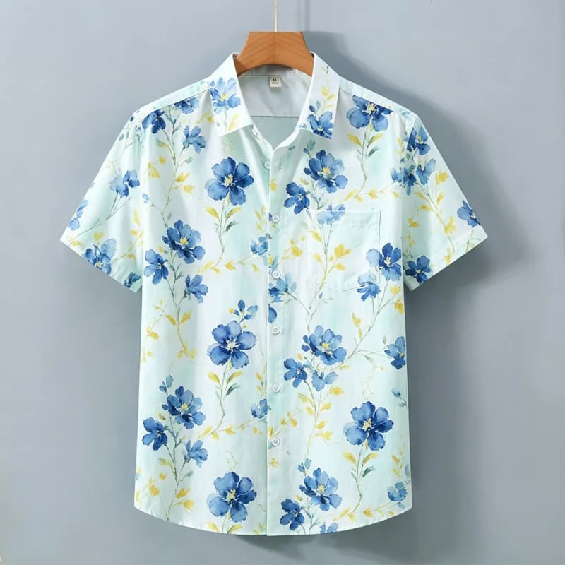 Watercolor Floral Print Vacation shirt, men's Short Sleeved Shirt With pockets, Suitable For Beach Travel And Bohemian Style
Watercolor Floral Print Vacation shirt, men's Short Sleeved Shirt With pockets, Suitable For Beach Travel And Bohemian Style