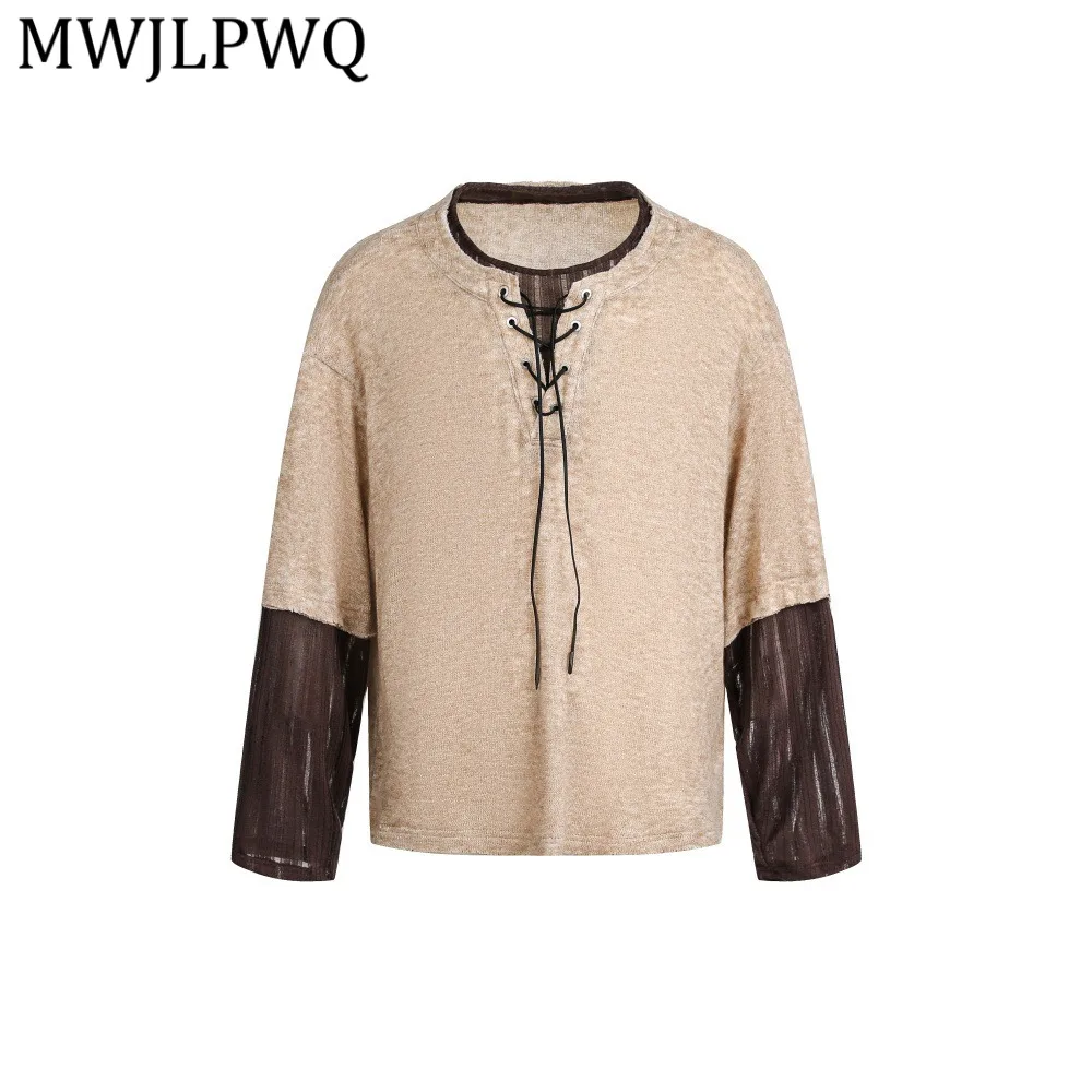 MWJLPWQ Fake Two-Piece Color-Blocked T-Shirt For Men Long-Sleeve Loose Casual Spring Autumn Color-Blocked Tie-Neck Tops 15379
MWJLPWQ Fake Two-Piece Color-Blocked T-Shirt For Men Long-Sleeve Loose Casual Spring Autumn Color-Blocked Tie-Neck Tops 15379