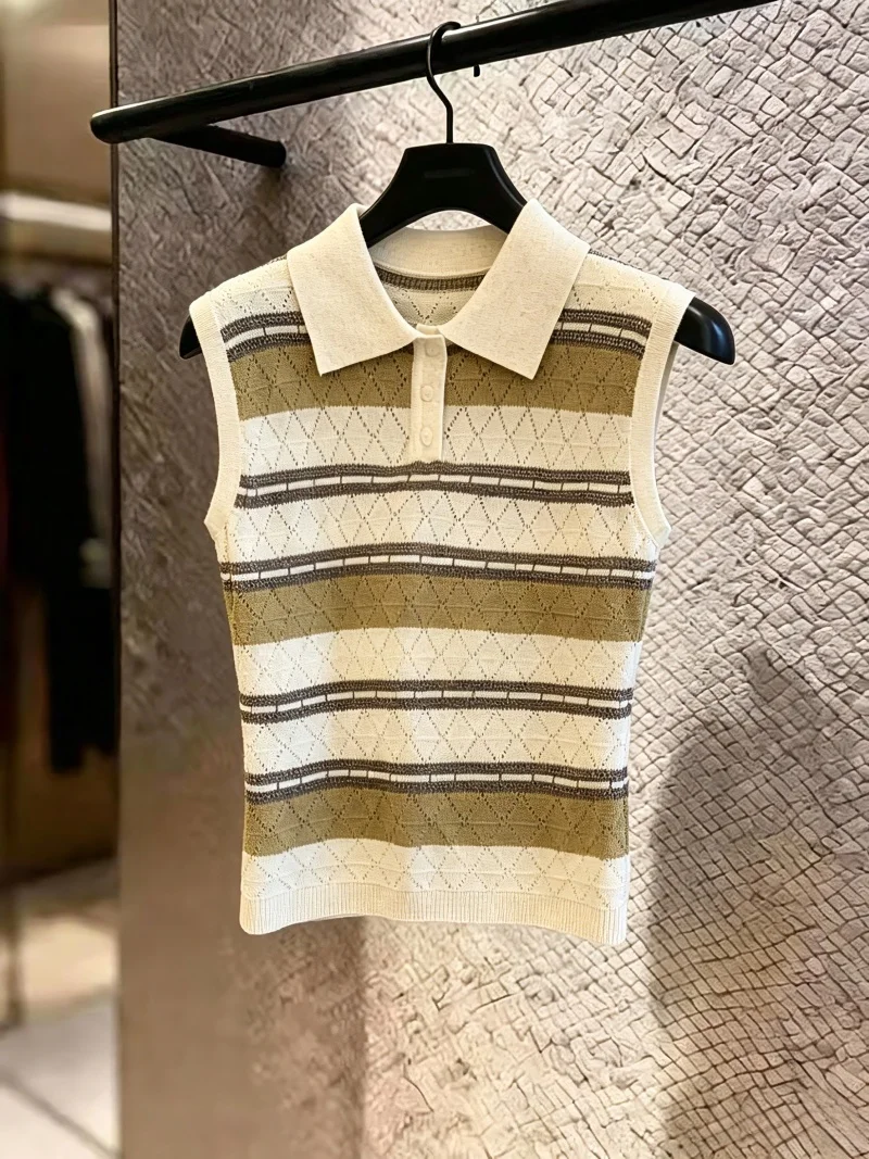 Retro Color Block Stripe Neck Knitted Vest Women's Summer Casual Versatile Shoulder Top Korean Style Straight Cut Hollow...
Retro Color Block Stripe Neck Knitted Vest Women's Summer Casual Versatile Shoulder Top Korean Style Straight Cut Hollow...