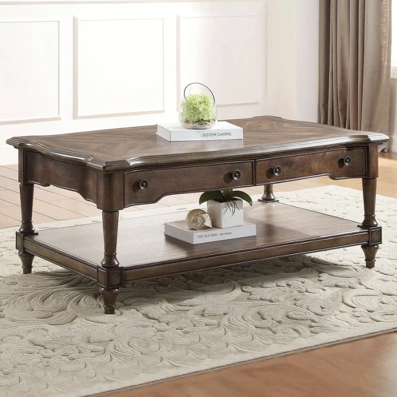 Solid wood coffee table living room tea table retro small apartment black walnut edge table combination
Solid wood coffee table living room tea table retro small apartment black walnut edge table combination
