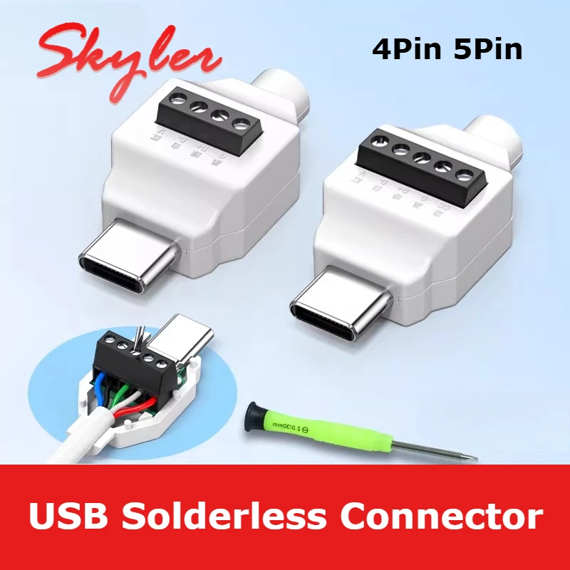 USB Solderless Plug 4Pin 5Pin Connector 66W Super Fast Charging Cable Type C Solderless Small Plug USB C Data Cable Connector
USB Solderless Plug 4Pin 5Pin Connector 66W Super Fast Charging Cable Type C Solderless Small Plug USB C Data Cable Connector