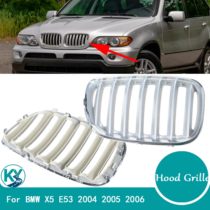 Хромированные решетки переднего бампера для BMW X5 E53 2004-2006, 2 шт., аксессуары для автомобиля
Хромированные решетки переднего бампера для BMW X5 E53 2004-2006, 2 шт., аксессуары для автомобиля