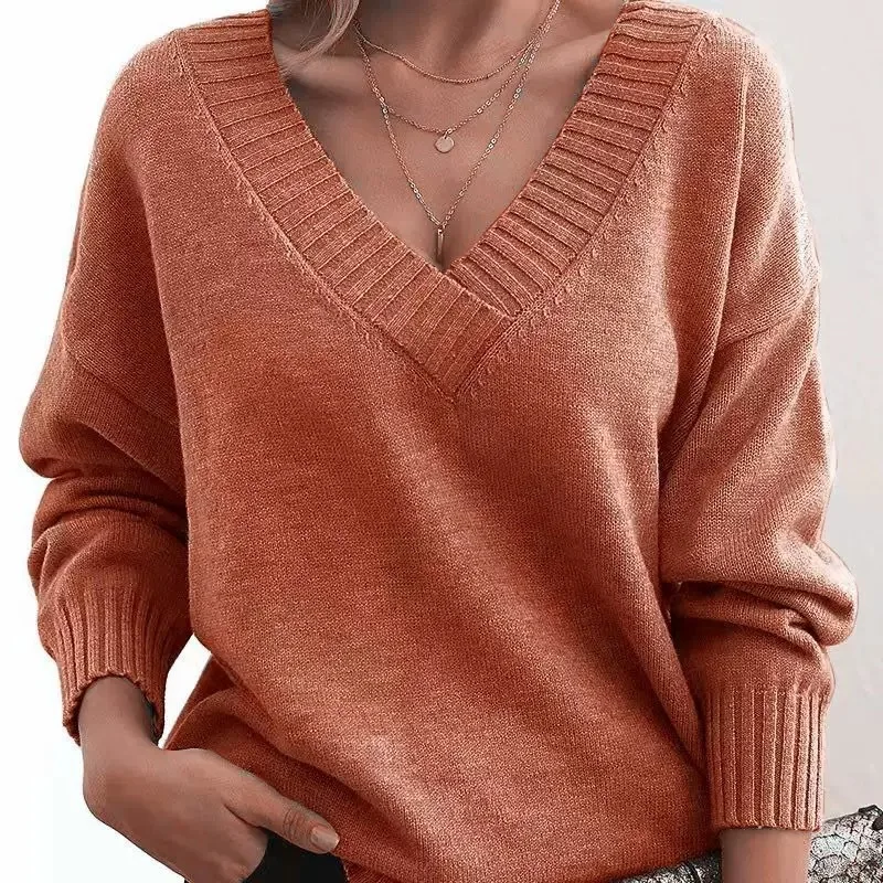 Women's Sweater Autumn Winter Loose Long-sleeved V-neck Knitted Pullover Solid Color Simple Splicing Pullover Bottoming Top
Women's Sweater Autumn Winter Loose Long-sleeved V-neck Knitted Pullover Solid Color Simple Splicing Pullover Bottoming Top