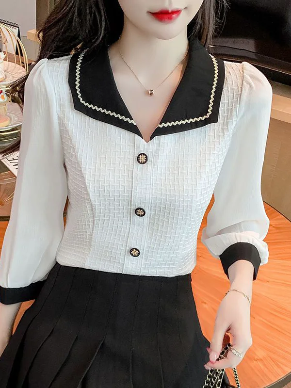Elegant Doll Collar Chiffon Shirt Women's Spring Summer Fashion Slimming Top Patchwork Stylish Straight Cut Polka Dot Blouse
Elegant Doll Collar Chiffon Shirt Women's Spring Summer Fashion Slimming Top Patchwork Stylish Straight Cut Polka Dot Blouse