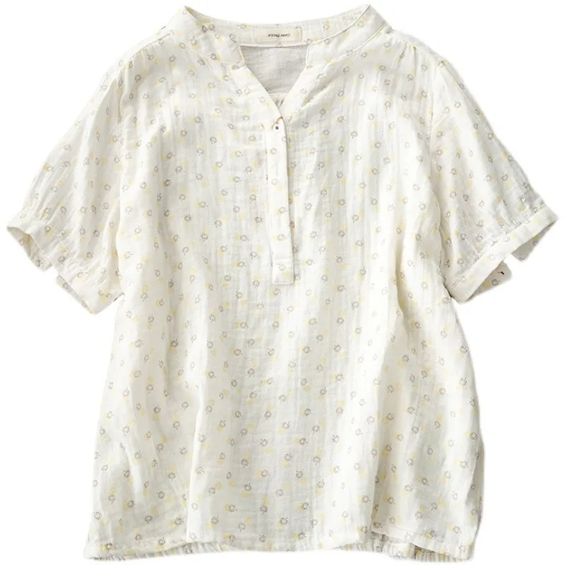 Women Tops V Neck Print Short Sleeve T Shirts Casual Top Basics Shirt Elegant Lady Button Slight Strech 2025 Summer Spliced
Women Tops V Neck Print Short Sleeve T Shirts Casual Top Basics Shirt Elegant Lady Button Slight Strech 2025 Summer Spliced