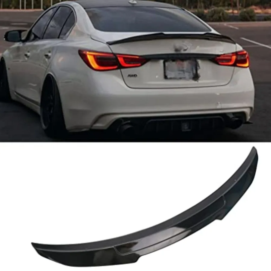 Rear spoiler wing for 2014-2022 Infiniti Q50 sedan, ABS material, glossy black finish, enhances style and aerodynamics
Rear spoiler wing for 2014-2022 Infiniti Q50 sedan, ABS material, glossy black finish, enhances style and aerodynamics