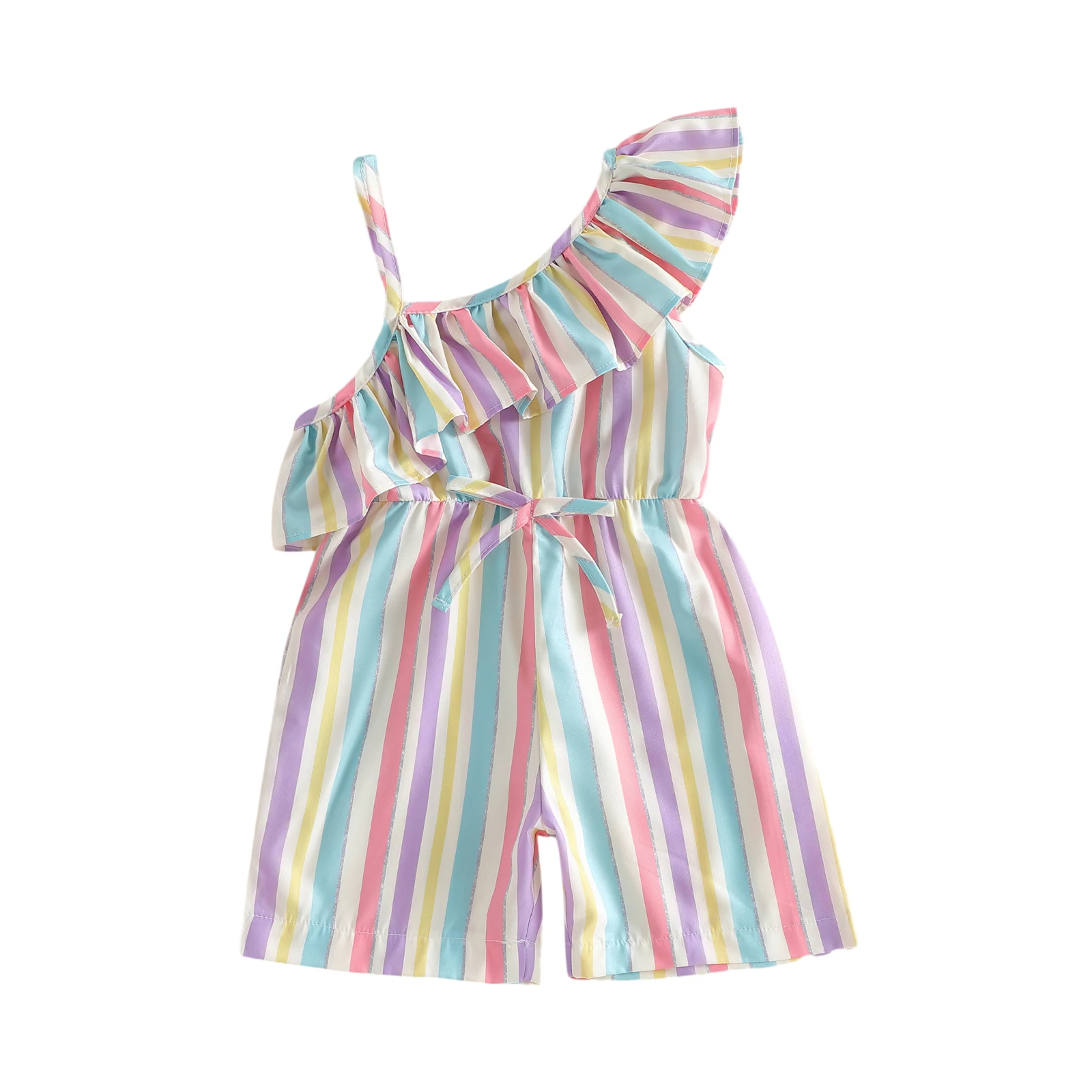 Stylish Girls Striped Off Shoulder Romper with Asymmetrical Neckline Sleeveless Design and Belted Waist for a Trendy Summer
Stylish Girls Striped Off Shoulder Romper with Asymmetrical Neckline Sleeveless Design and Belted Waist for a Trendy Summer