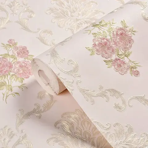 Papier peint fleur 3D auto-adhésif, style européen, non tissé, décoration murale, autocollant pour la maison, fond de salon, décor de chambre à coucher