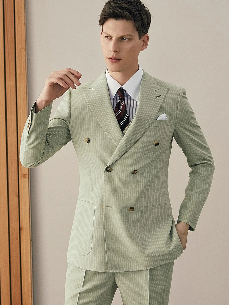 Men's Summer Apricot Suit Double Breasted Premium Business Casual Blazer Set with Stylish Stripes Lightweight Wedding Tuxedo
Men's Summer Apricot Suit Double Breasted Premium Business Casual Blazer Set with Stylish Stripes Lightweight Wedding Tuxedo