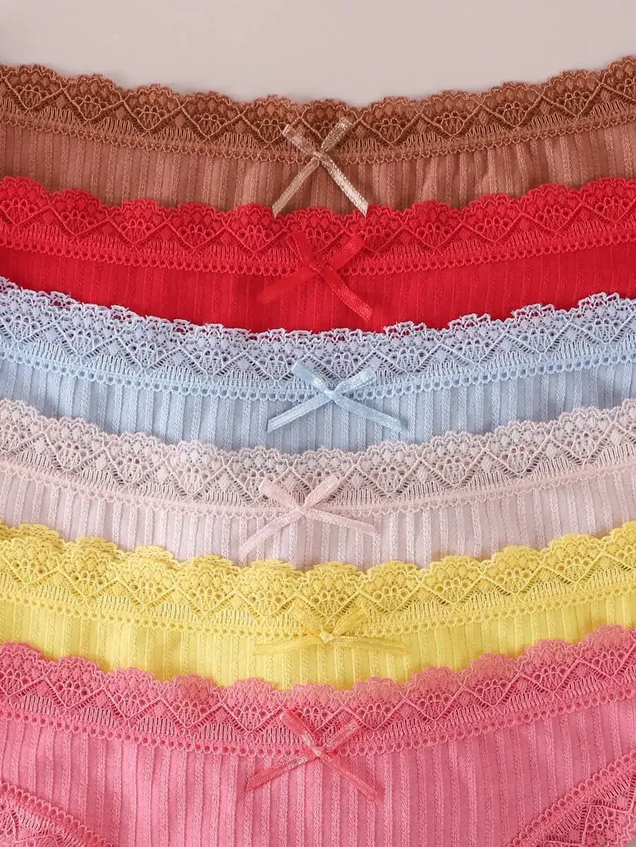 6pcs Womens Lace Thong Panties Mid-Waist Solid Color Underwear
6pcs Womens Lace Thong Panties Mid-Waist Solid Color Underwear