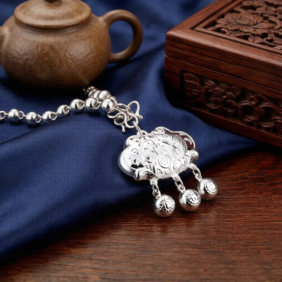 Retro Heart Lock Fish Pendant Choker Long Bead Chain 925 Silver Necklace Exquisite Fashion Jewelry Trendy Party Anniversary Gift
Retro Heart Lock Fish Pendant Choker Long Bead Chain 925 Silver Necklace Exquisite Fashion Jewelry Trendy Party Anniversary Gift