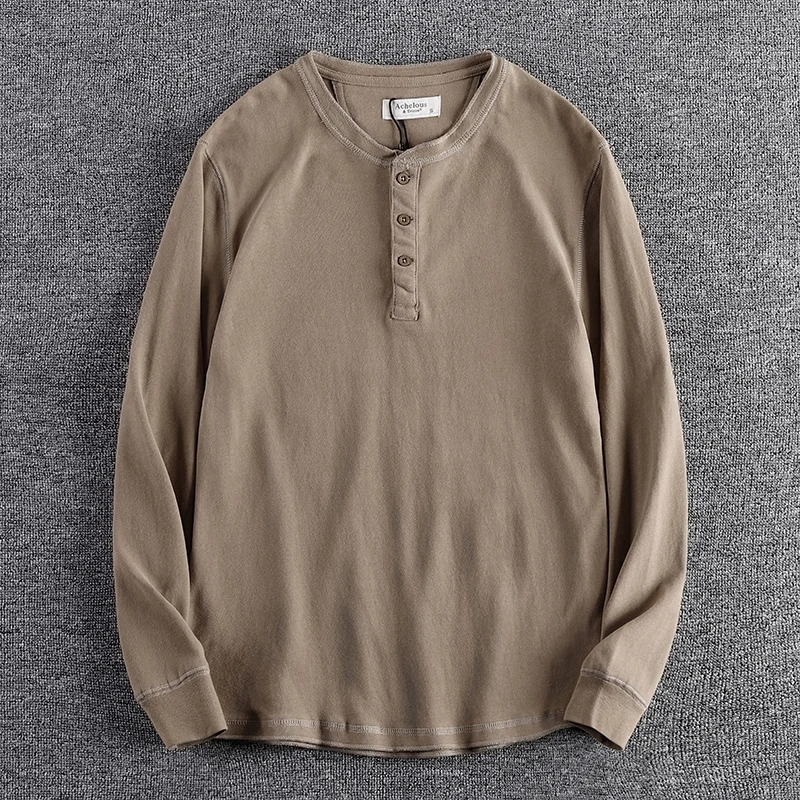 Heavyweight American Retro Long Sleeve Cotton T-Shirt Loose Fit Youth Henry Collar Men's Base Shirt Fashionable Urban Style
Heavyweight American Retro Long Sleeve Cotton T-Shirt Loose Fit Youth Henry Collar Men's Base Shirt Fashionable Urban Style