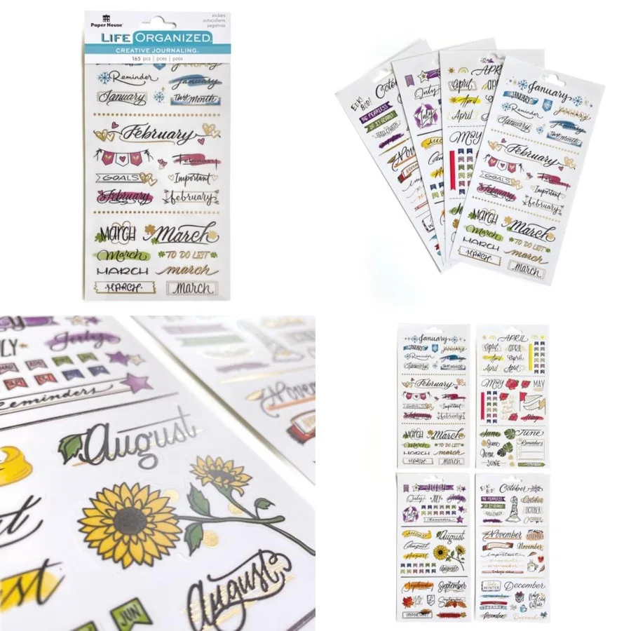 Creative Journaling Sticker Pack of 4 Sticker Sheets for Planners Daily Journaling and Crafting Projects - Featuring All 12 Mon
Creative Journaling Sticker Pack of 4 Sticker Sheets for Planners Daily Journaling and Crafting Projects - Featuring All 12 Mon