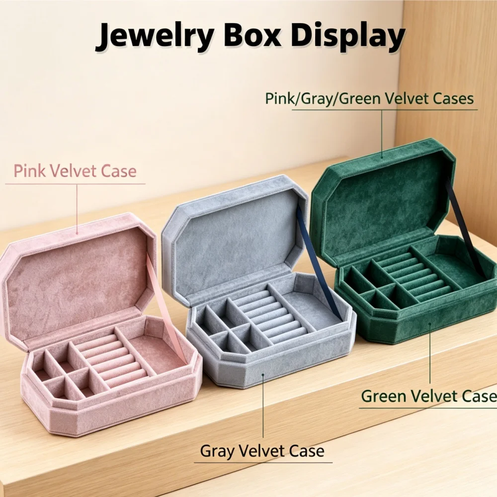 1Pc Velvet Travel Portable Jewelry Tray With Lid Desktop Ring Bracelet Watch Storage Box Packaging Display Woman Gift Package
1Pc Velvet Travel Portable Jewelry Tray With Lid Desktop Ring Bracelet Watch Storage Box Packaging Display Woman Gift Package