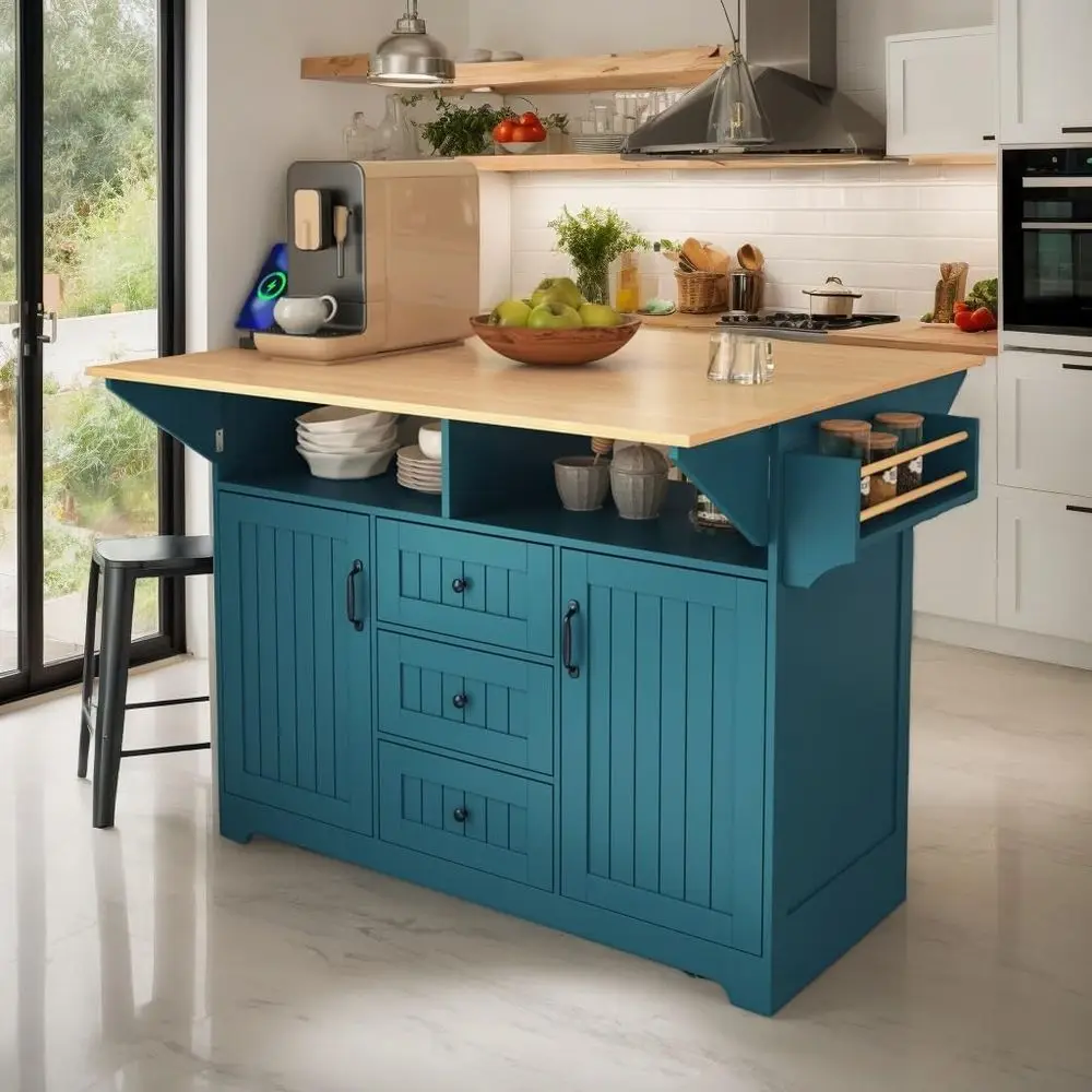 Mobile Kitchen Island with Storage, Coffee Bar, Drop Leaf, 3 Drawers, Power Outlet, Extendable Countertop Dining Table in Green
Mobile Kitchen Island with Storage, Coffee Bar, Drop Leaf, 3 Drawers, Power Outlet, Extendable Countertop Dining Table in Green