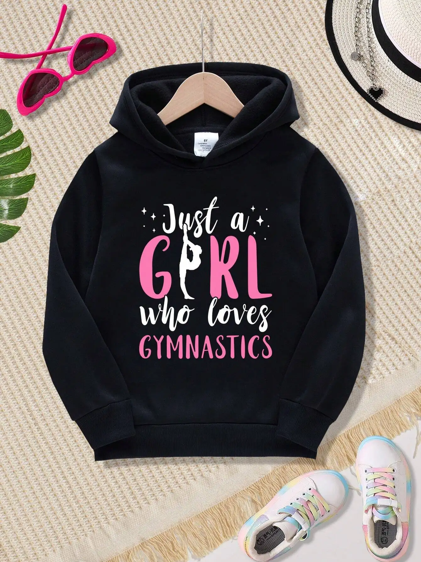 Black Hoodie with Gymnastics Slogan Print for Girls, Soft Thermal Lined
Black Hoodie with Gymnastics Slogan Print for Girls, Soft Thermal Lined