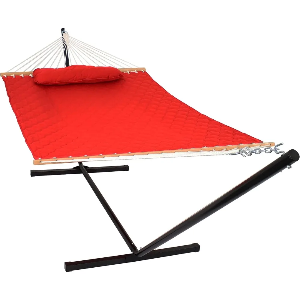 Quilted Fabric Double Hammock with 12-Foot Stand - 400-Pound Capacity - Black Stand
Quilted Fabric Double Hammock with 12-Foot Stand - 400-Pound Capacity - Black Stand