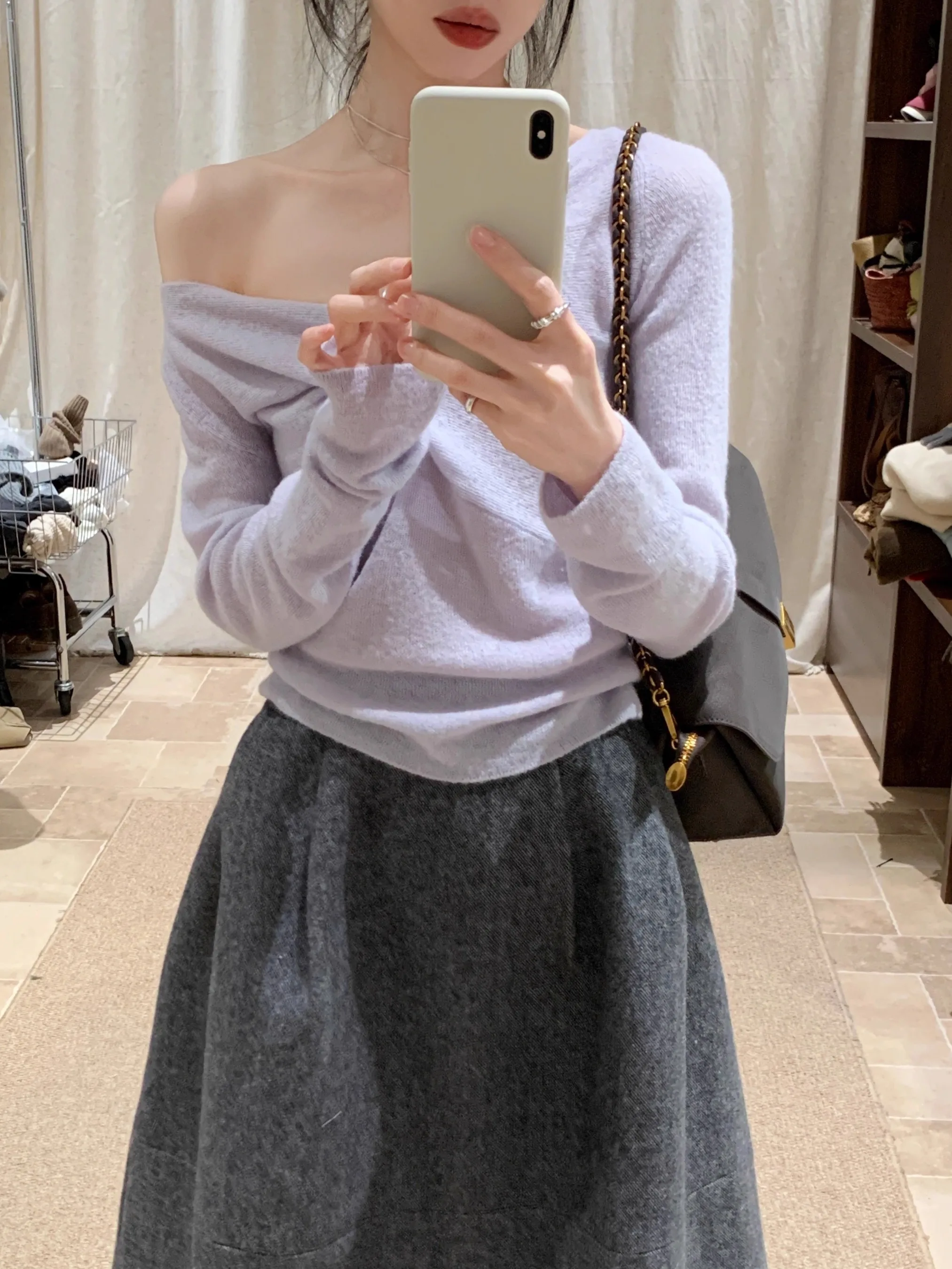 BRIVIN Women's Purple Cross Collar Alpaca Wool Knitted Sweater Slimming Inner Wear French Sle Long Sve V-Ne
BRIVIN Women's Purple Cross Collar Alpaca Wool Knitted Sweater Slimming Inner Wear French Sle Long Sve V-Ne