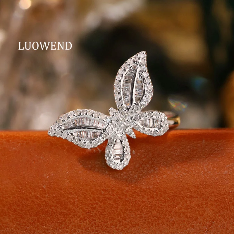 Кольца LUOWEND из 100% белого золота 18 карат, женское обручальное кольцо с настоящим натуральным бриллиантом, элегантное свадебное украшение в форме бабочки
Кольца LUOWEND из 100% белого золота 18 карат, женское обручальное кольцо с настоящим натуральным бриллиантом, элегантное свадебное украшение в форме бабочки