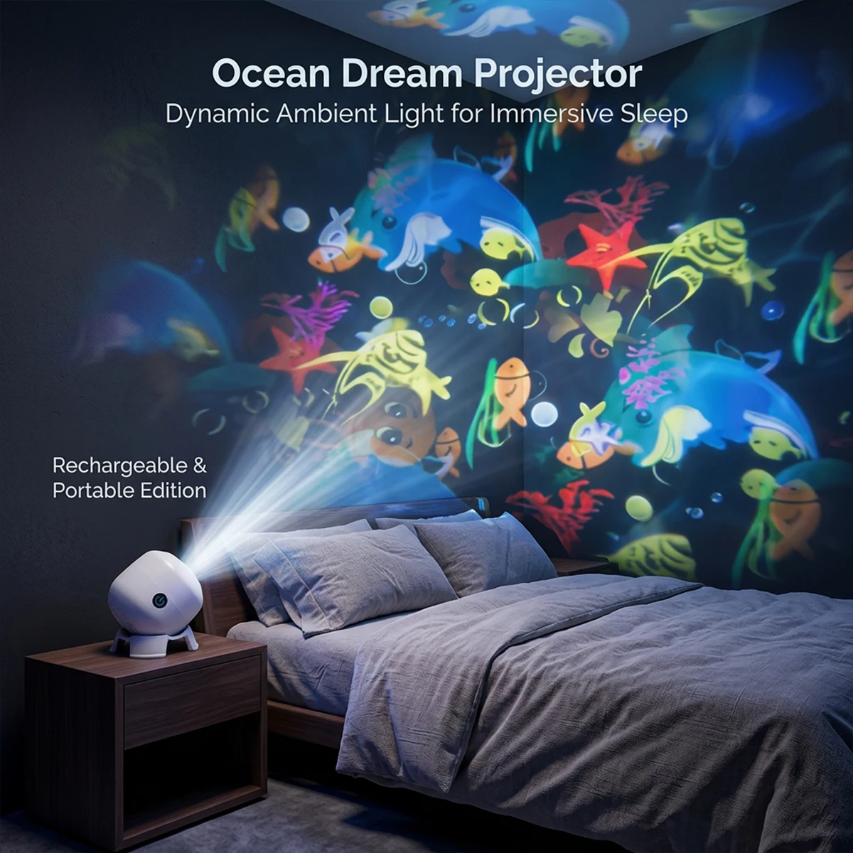 USB Rechargeable LED Night Lights Ocean Projector Lamp 360° Rotation Touch Control LED Light for Bedroom Decor Children Gift
USB Rechargeable LED Night Lights Ocean Projector Lamp 360° Rotation Touch Control LED Light for Bedroom Decor Children Gift