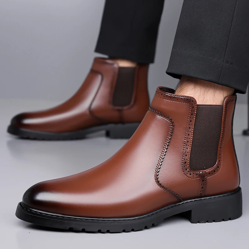 men casual business wedding chelsea boots slip-on carved brogue shoes cowboy soft leather boot black brown cool ankle botas male
men casual business wedding chelsea boots slip-on carved brogue shoes cowboy soft leather boot black brown cool ankle botas male