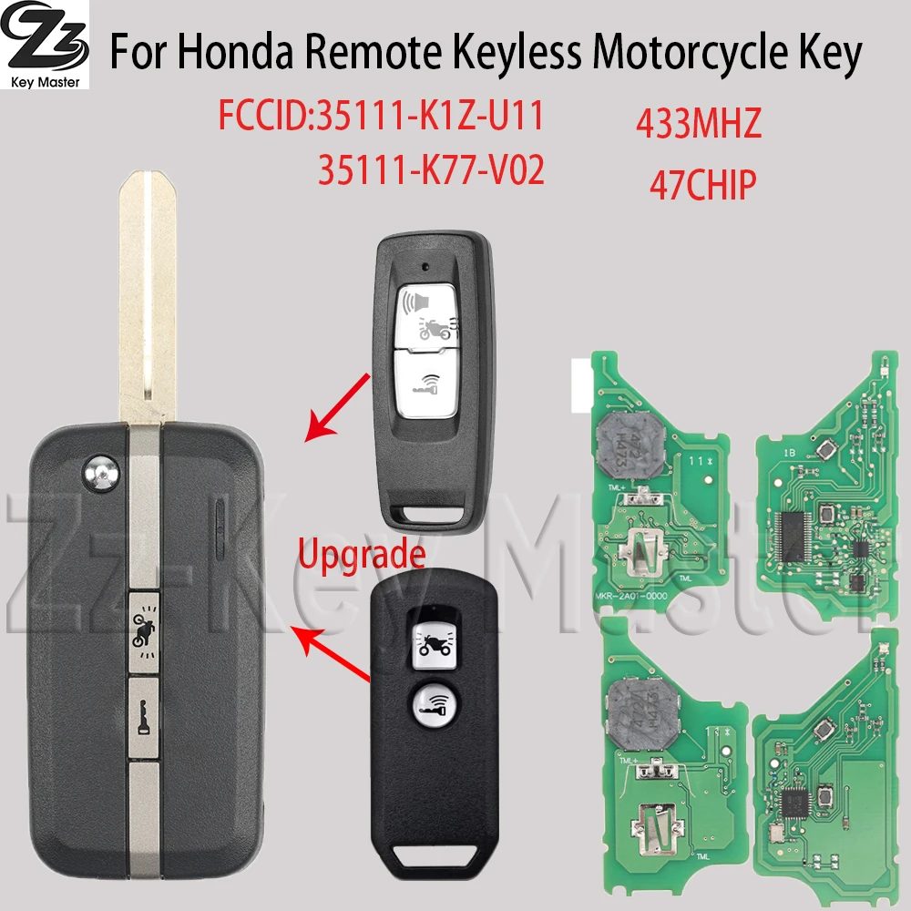 Zz For Honda Motorcycle Scooter K77 K96 K1Z 35111-K1Z-U11 35111-K77-V02 For ADV SH 150 Forza 300 PCX150 2017-2020 Card 433MHZ
Zz For Honda Motorcycle Scooter K77 K96 K1Z 35111-K1Z-U11 35111-K77-V02 For ADV SH 150 Forza 300 PCX150 2017-2020 Card 433MHZ
