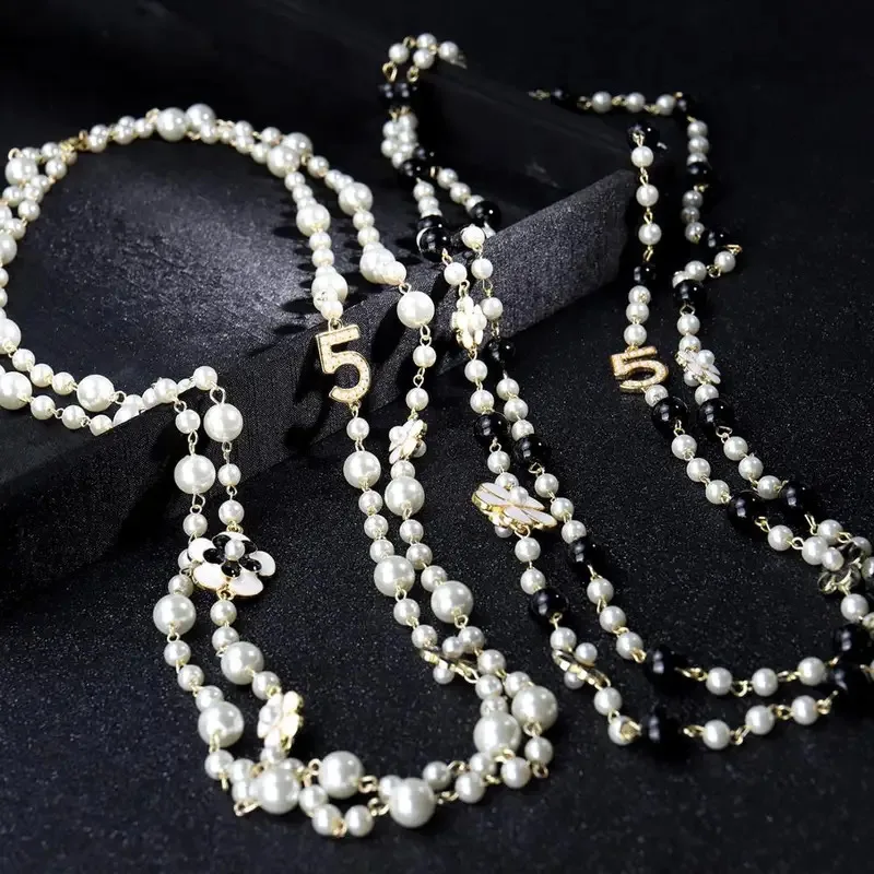 Long Simulated Pearl Necklace For Women No.5 Double Layer Pendant Long CC Necklace Sweater Chain Party Camellia Nacklace
Long Simulated Pearl Necklace For Women No.5 Double Layer Pendant Long CC Necklace Sweater Chain Party Camellia Nacklace