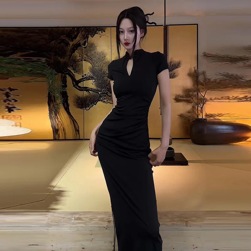 Summer Women'S Clothing New Style Fashionable Temperament Chinese Style Cheongsam Slit Waist Slimming Long Dress
Summer Women'S Clothing New Style Fashionable Temperament Chinese Style Cheongsam Slit Waist Slimming Long Dress