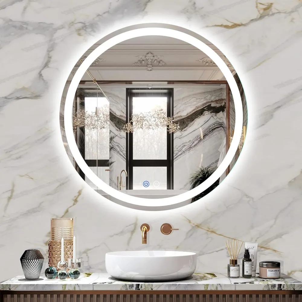 24" Round LED Bathroom Mirror with Anti-Fog, Dimmable Light, 3 Color Temperatures, and Memory Function for Vanity or Shaving
24" Round LED Bathroom Mirror with Anti-Fog, Dimmable Light, 3 Color Temperatures, and Memory Function for Vanity or Shaving
