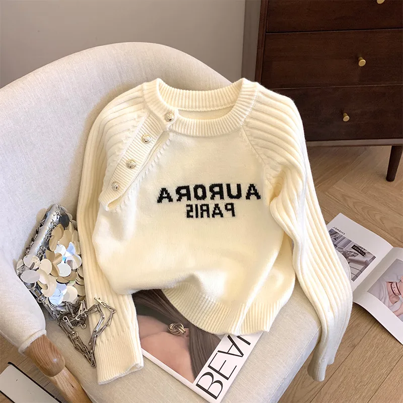 Women's Knitted Sweater round Neck Overhead Letter Design Short Top Autumn Winter Commute Style Other Fabric Quality
Women's Knitted Sweater round Neck Overhead Letter Design Short Top Autumn Winter Commute Style Other Fabric Quality