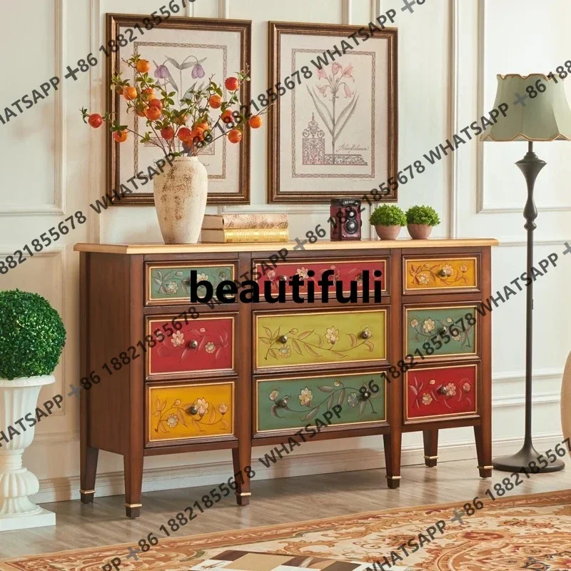 Z136American solid wood living room storage entrance cabinet painted retro decorative cabinet
Z136American solid wood living room storage entrance cabinet painted retro decorative cabinet