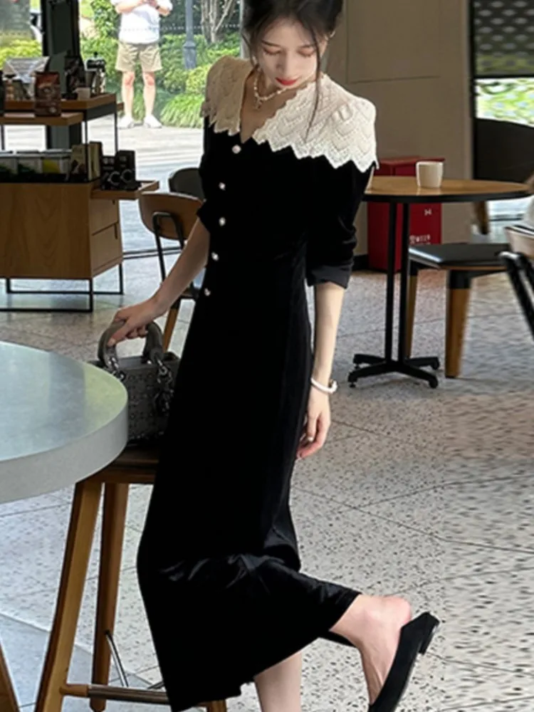Elegant Velvet Dress Women Lace Patchwork Autumn Winter V-neck Long Sleeve Female Evening Party Prom Robe Slim Vestidos Mujer
Elegant Velvet Dress Women Lace Patchwork Autumn Winter V-neck Long Sleeve Female Evening Party Prom Robe Slim Vestidos Mujer