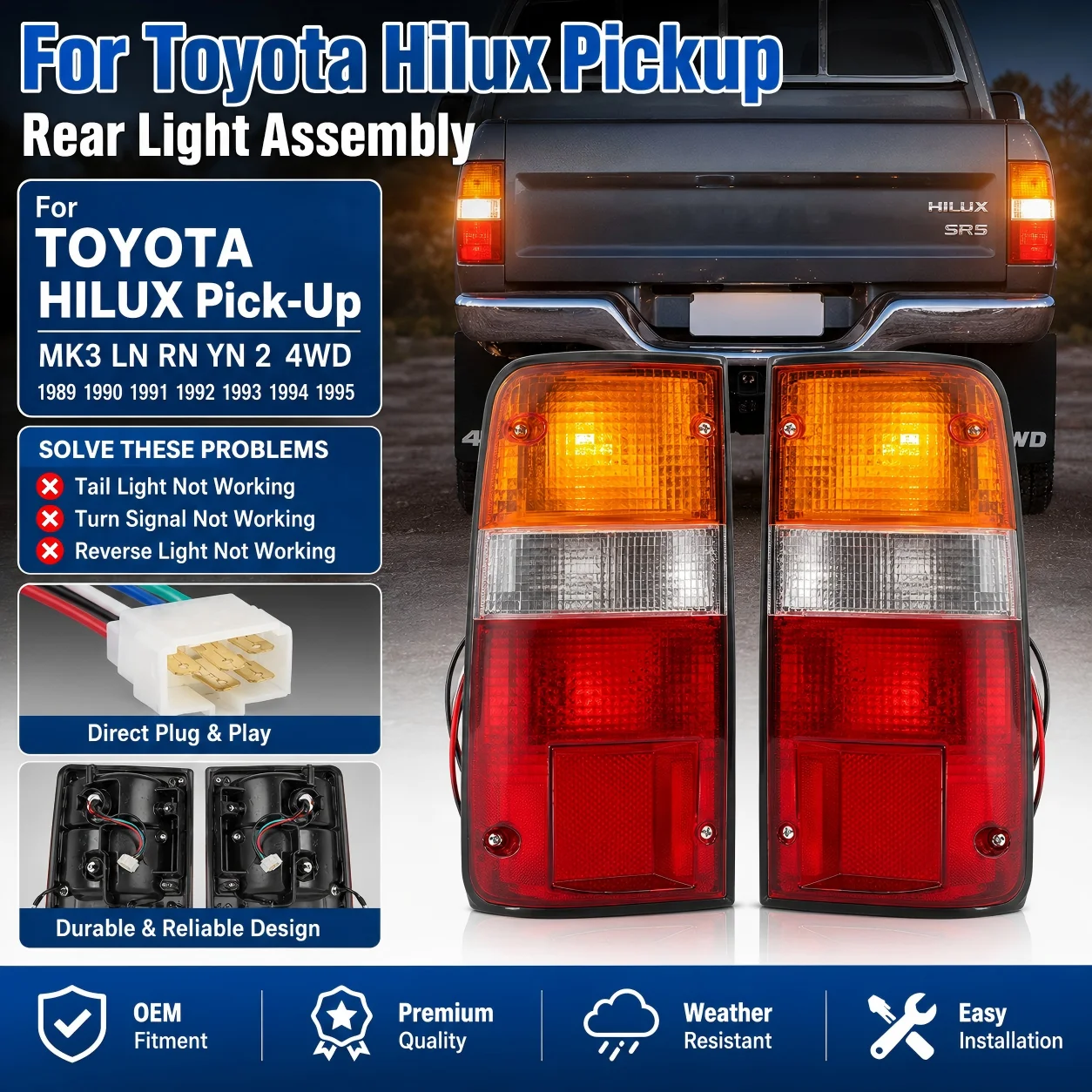 2PCS Taillight Rear Brake Tail Light For Toyota Hilux Pickup SR5 MK3 LN RN YN 2WD 4WD 1989-1995 Stop Turn Signal Car Accessories
2PCS Taillight Rear Brake Tail Light For Toyota Hilux Pickup SR5 MK3 LN RN YN 2WD 4WD 1989-1995 Stop Turn Signal Car Accessories