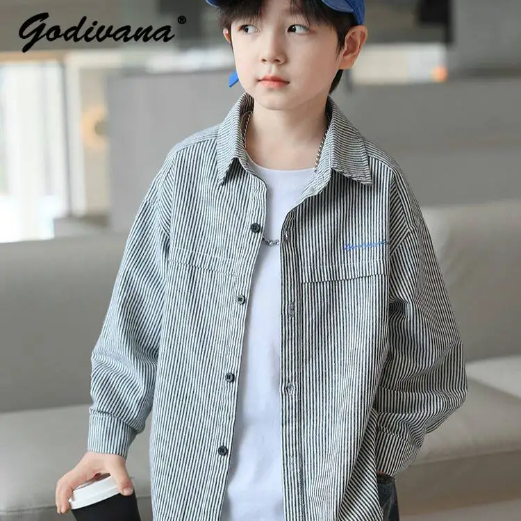 Cool Boys New 2026 Spring and Summer Striped Long Sleeve Shirt Jacket Kids Fashion Pure Cotton Soft and Breathable Casual Blouse
Cool Boys New 2026 Spring and Summer Striped Long Sleeve Shirt Jacket Kids Fashion Pure Cotton Soft and Breathable Casual Blouse