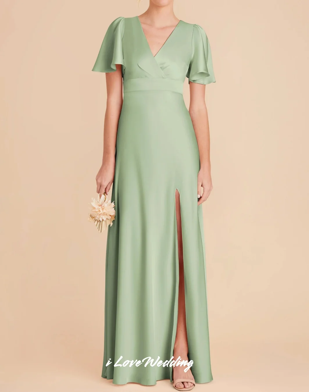 Green V-Neck Bridesmaid Dresses 2025 Satin Short Sleeves Pleated A Line Side Split Floor-Length Wedding Party Dresses Customized
Green V-Neck Bridesmaid Dresses 2025 Satin Short Sleeves Pleated A Line Side Split Floor-Length Wedding Party Dresses Customized